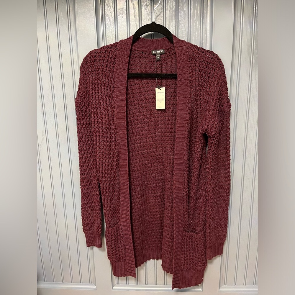 Express Chunky Knit Burgundy Cardigan Size XS